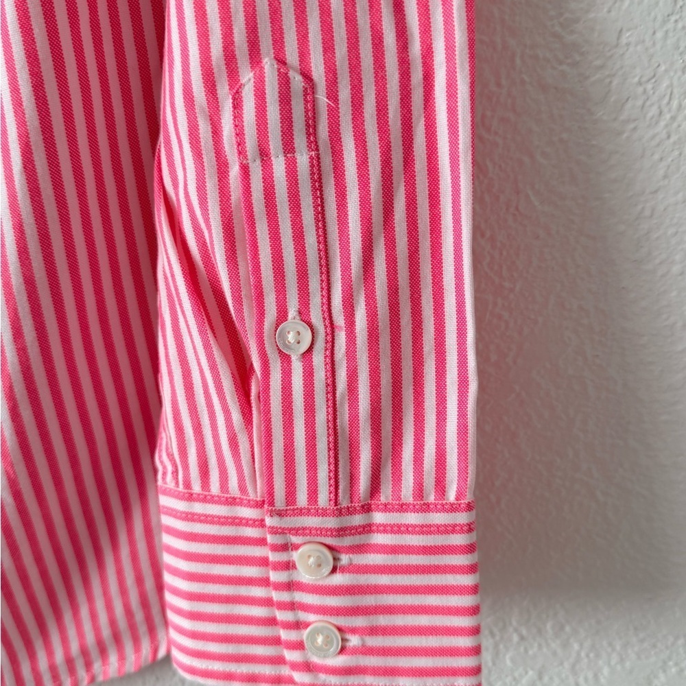 Vineyard Vines Preppy Pink and White Striped Button Down Shirt Size 4 - Picture 7 of 14